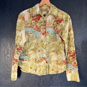IE Relaxed Vintage Forest Painted Long Sleeve Button-up